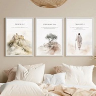 Psalm 23:3, Psalm 29:11, Psalm 91:2, inspirational quotes, poster, Jesus, Christian painting, Bible 