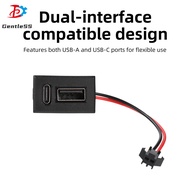Dual-Port USB Female Socket Waterproof Connector USB+Type C Charging Socket Lighting Charging Socket