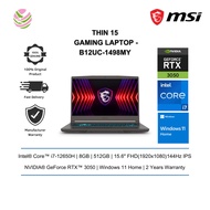 MSI THIN 15 B12UC-1498MY 15.6" FHD 144Hz Gaming Laptop Cosmos Gray (i7-12650H, 8GB, 512GB, RTX 3050 
