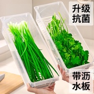 Antibacterial Style Fresh-keeping Box Kitchen Scallion Coriander Storage Box with Drain Board Refrig