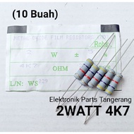 (10 Pcs) 2 WATT 4K7 OHM 5% RESISTOR 4K7 OHM 2WATT RESISTOR 2W 4K7 OHM RESISTOR 2W 4.7K