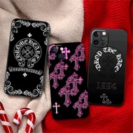 Soft black phone case for iPhone 11 12 13 14 15 16 Pro Max Plus 23HK Chrome Hearts case