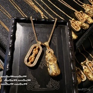 gold stackable Pixiu Vajra Necklace Carved Pixiu Chain Pendant Rich Woman Filigree Carving New Chine