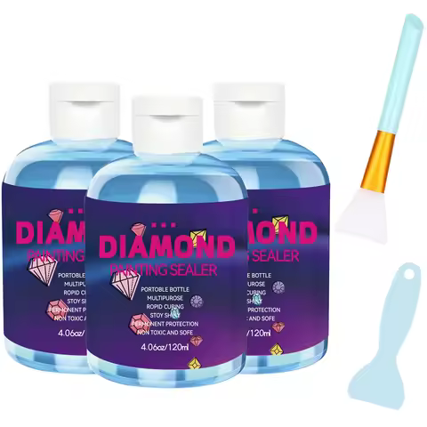 Diamond Painting Sealer Kits 120ML with 2 Pcs Brushes Diamond Art Sealer Puzzle Glue Diamond Paintin