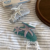 Ness Home Hair Clip Korean Blue Starfish Shark Clip Korean Version Diamond-studded Acetate Clip Hair
