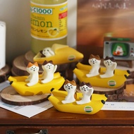 Cute Japanese Style zakka Summer Banana Boat Cat Business Card Holder Message Clip Photo Desktop Orn