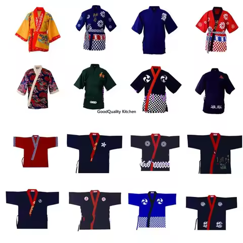 Japan Sushi Restaurant shop chef clothes Noodle Shop Bar Half Sleeve Waiter Clothes Uniform Sushi Ch