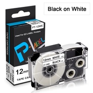 Comaptible Casio Label It Tape XR-12WE XR12WE 12mm 1/2'' Black on White Labeling Makers Tape Cassett