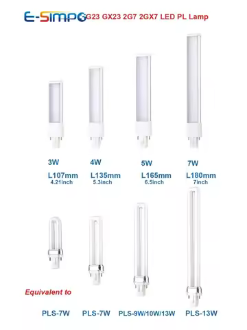 1pc G23 LED 3W 4W 5W CFL PL-S 7W-13W Replacement 110V/220V 2Pin 4000K 3000K/4000K/6000K White G23 Pl