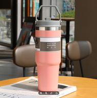 890ML 304 Stainless Steel Tumbler Handheld Thermos Insulated Vacuum Hot or Cold Bottle with Straw Ha