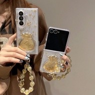 1pc Handmade Resin Gold Fortune Bag & Gold Horse Decor With Gold Bracelet, New Year Design, Compatib