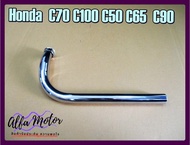 EXHAUST MUFFLER PIPE "CHROME" Fit For HONDA  C70 C100 C50 C65  C90 #คอท่อไอเสีย โครเมี่ยม