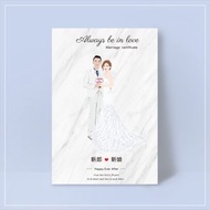 似顏繪結婚書約夾-人像繪製結婚證書夾-客製化結婚書約夾-證書夾