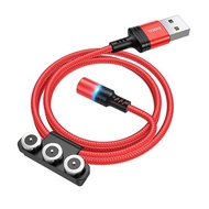 Cáp sạc đầu hít nam châm Hoco DU03 3in1 sạc nhanh 2A đầu sạc từ tính dài 1M ( Đỏ )