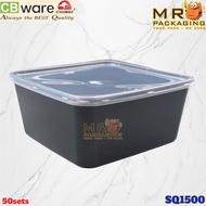 CBware SQ1500 Square Container & Lid [ 50sets± ] SQ 1500 ml Disposable Plastic Food Box Bekas Petak 