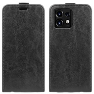 Ready to ship R64 Texture Single Vertical Flip Leather Phone Case For Motorola Moto X40 Pro/Motorola