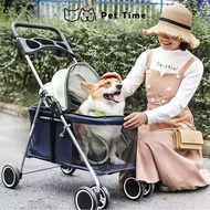 Kitty Teddy outdoors Pet Stroller Foldable Dog Cat Carrier 4 Wheel Lightweight Trolley Foldable Pet Stroller
