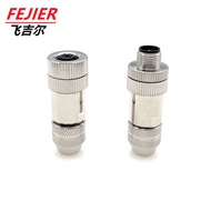 M12 Aviation Connector Plug Ethernet Connector 4-Core D-Type Connector Aviation Head Assembly Metal 