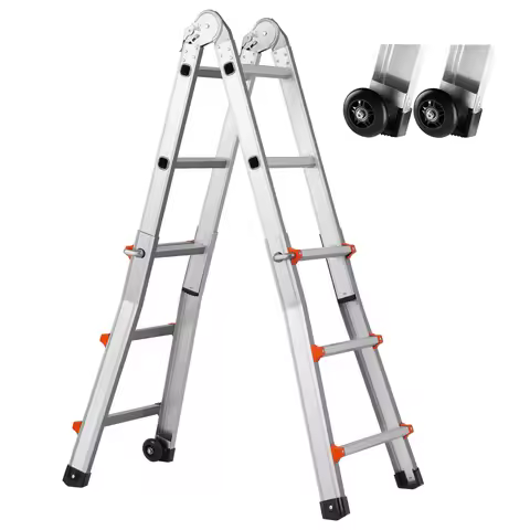 SucceBuy Telescoping Ladder A Frame Compact Aluminum Extension Ladder Multi-Function Portable Collap