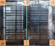 หน้าต่าง 2 บานเลื่อน ขนาด 120x100cm.รุ่น S9 มีมุ้ง+เหล็กดัดโมเดิร์น (M พิเศษ) ขอบวงกบกว้าง 9 cm.