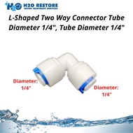 Reverse Osmosis Fittings ST009-A L-Shaped Two Way Connector Tube Diameter 1/4", Tube Diameter 1/4"