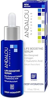 Andalou Naturals Collagen + Hyaluronic Acid Serum for Face, Deep Hydration Life Boosting Face Serum, Helps Improve Skin Elasticity, Day &amp; Night Hydrating Serum, 1 Fl. Oz.
