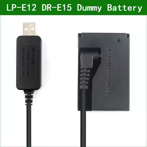 5V USB LP E12 LPE12 ACK-E15 DR-E15 Dummy Battery&DC Power Bank USB Cable for Canon EOS 100D Rebel SL