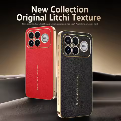 Classic Lychee Leather Electroplated Frame Case For Poco F8 Ultra F8 Pro POCO F7 ultra X7 M7 Pro F6 