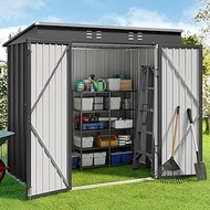 Gizoon 6' x 4' Outdoor Storage Shed with Double Lockable Doors, Anti-Corrosion Metal Garden Shed wit
