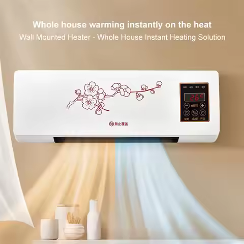Mini Space Heater Touch Screen Wall Mounted Air Cooler 16-40 Degrees Adjustable Electric Home Heater