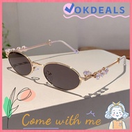 OKDEALS Rhinestone Sunglasses, Metal Diamond Frame  Shades, Fashion Bling 90s Small Oval Sun Glasses