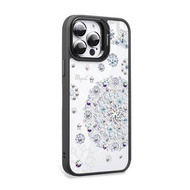 iPhone 15系列 防震雙料隱形立架彩鑽手機殼-天使心-黑框