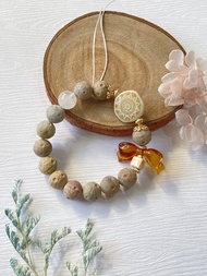 阿拉善彩玉瑪瑙 霧面隕石||避邪招財助眠 水晶手鍊