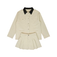 ครีม/น้ำตาล ☕️ SLYQ MARTIN CORDUROY SHIRT & SKIRT SET ชุดเซทเสื้อเชิ้ตแขนยาวผ้าลูกฟูกและกระโปรงสั้น