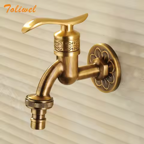 Antique Brass Bathroom Wall Mount Sink Basin Cold Water Faucet Tap G 1/2 Inch Outdoor Garden Hose Fa