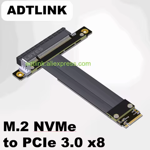 ADTLINK M.2 NVME to PCIe 3.0 x8 Riser Cable M.2 NGFF NVMe SSD Slot Motherboard Extension x8 Graphics
