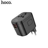 Hoco AC15 universal adapter charger with single socket, one Type-C, dual USB-A output, EU/US/UK/AU c