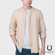 GALLOP : เสื้อเชิ้ตคอจีนแขนยาว ผ้าลินิน (Long Sleeve Round-Neck Chinese Style) รุ่น GW9025 สี Cream
