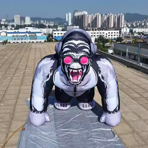 Giant Inflatable King Kong Air Blow Gorilla Wearing Headphone Music Festival Event Decoration Nightc