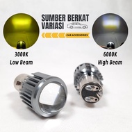 BA20D Motorcycle Light 2 Color LED Laser Bulb High Low