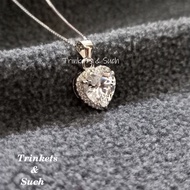 Dazzling 3ct VVS Grade Diamond Simulant Heart Pendant Necklace in 925 Sterling Silver
