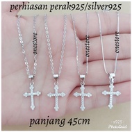 925 Silver Cross Necklace White Gold Plated 925 Silver Cross Necklace 45cm Silver Necklace KLGB