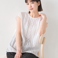日本 OMNES - 100%印度棉 精緻蕾絲上衣-白色