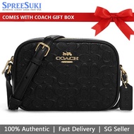 Coach Handbag In Gift Box Crossbody Bag Mini Jamie In Signature Leather Camera Bag Black # CC943