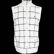 美國品牌Ralph Lauren POLO白色格紋純棉立領拉鍊背心 L號