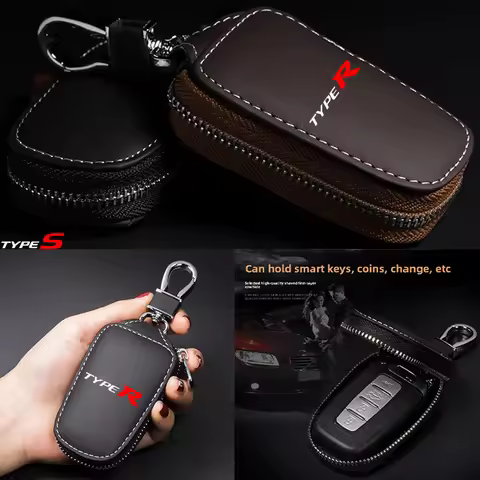 PU Car Key Case Full Cover Shell keychain protect Wallet For Honda Type R Type S Civic CRV HRV FK8 F