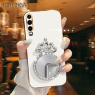 Hontinga ปลอกเคสสำหรับ Huawei P40 Pro P30 Lite P20 Lite P20 Pro P30 Pro เคสพร้อมกระจกแฟชั่นสีทึบหรูหรา Chrome Soft TPU Square เคสโทรศัพท์คลุมทั้งหมดเคสป้องกันกล้อง Anti Gores เคสยาง