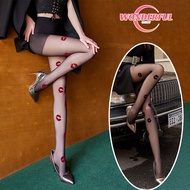 Wonderful Night Black Lip Pattern Socks Above Knee sexy Fashion Over European And American Style