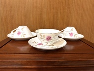 懷舊精美日本茶具 Vintage MEITO China Japan Rose Floral Tea Cup Saucer Set