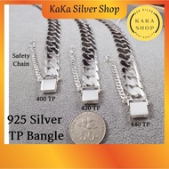 Original 925 Silver Bracelet Safety Chain Bangle For Men | Gelang Tangan TP Bangle Lelaki Tambah Rantai Kecil Perak 925